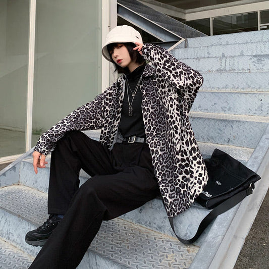 レオパードプリント ビッグシルエットシャツ