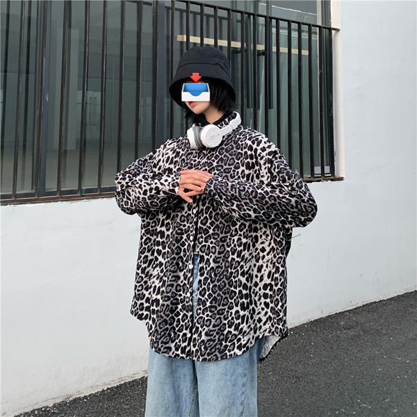 レオパードプリント ビッグシルエットシャツ