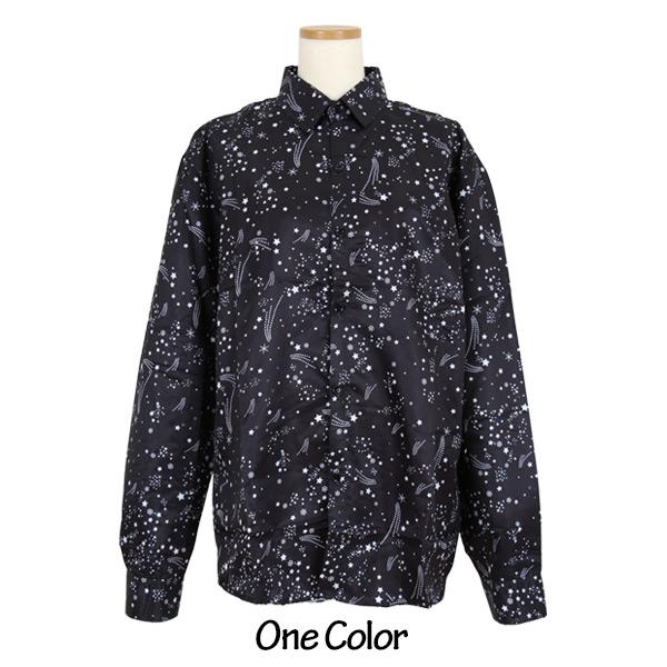 miniスター総プリント 長袖ブラックシャツ