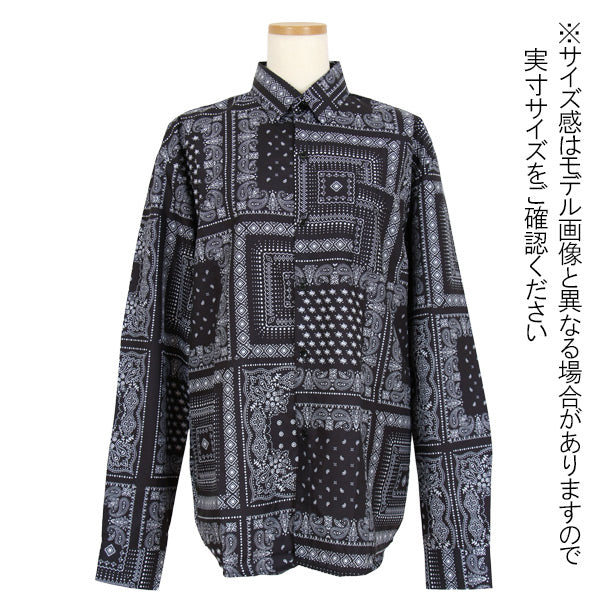 モノクロバンダナパターンシャツ