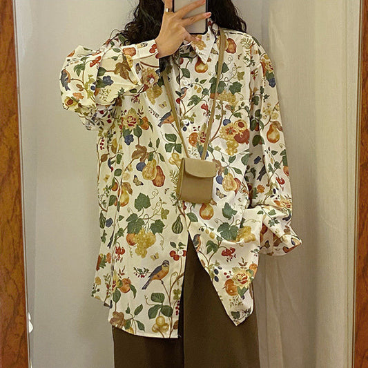 ボタニカル柄アンティークシャツ