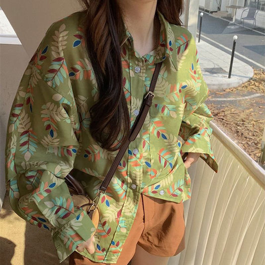 ナチュラルリーフパターンシャツ