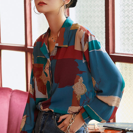 コラージュ風ヴィンテージカラーシャツ