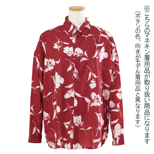 ダークレッドフローラルシャツ