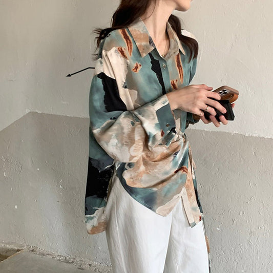 グラデアート変形デザインシャツ