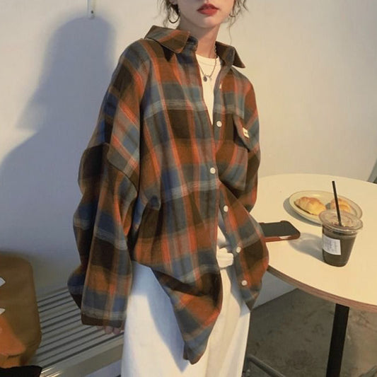 チェック柄オーバーサイズシャツ