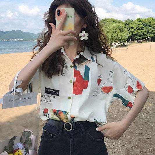 フレンチイラストデザインシャツ