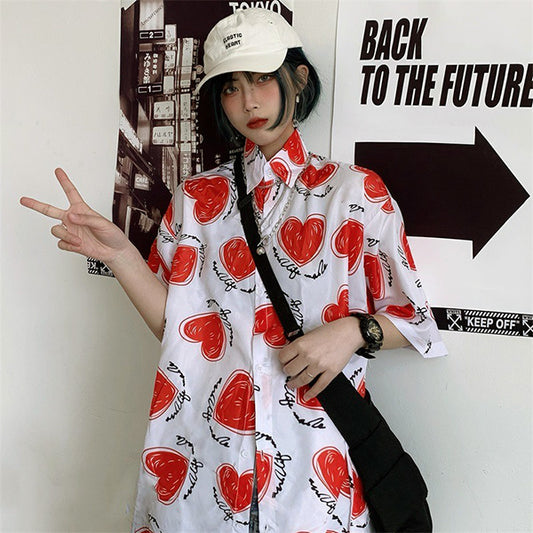 ハート&レタープリントシャツ