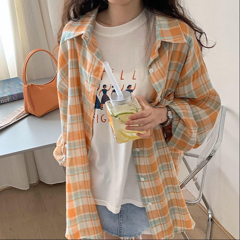 マドラスチェックファンシーカラーシアーシャツ