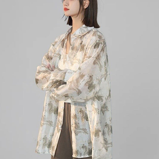 シアーマーブルペールトーンシャツ