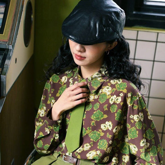 グリーン&ホワイトローズシャツ