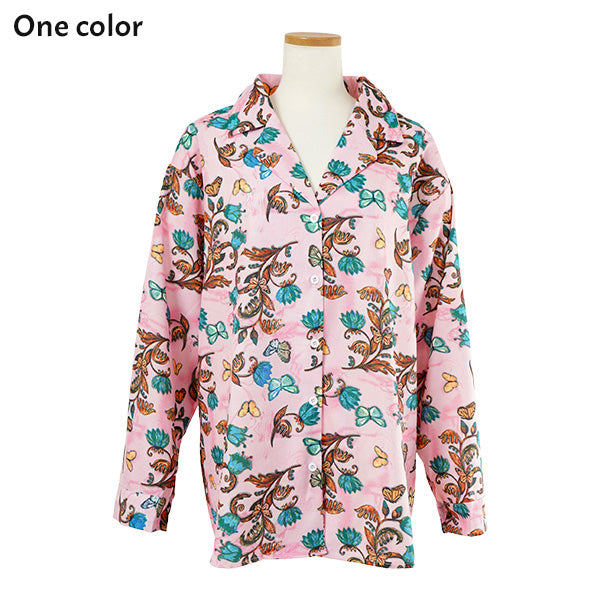 Butterfly and flower oriental shirt