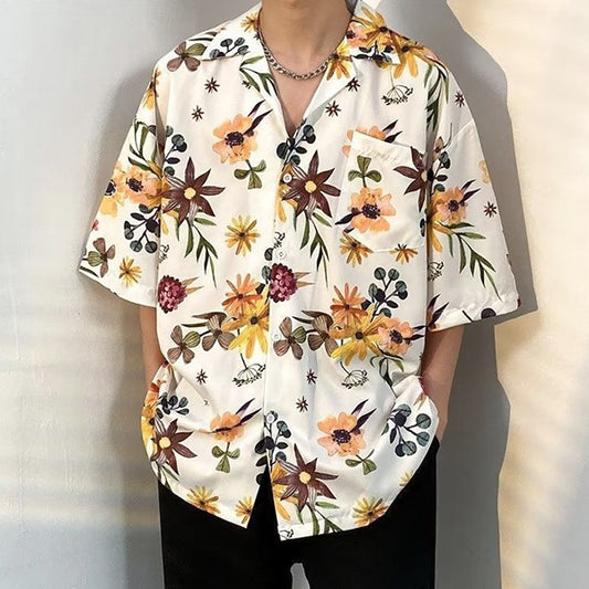 Orange Flower Aloha Shirt