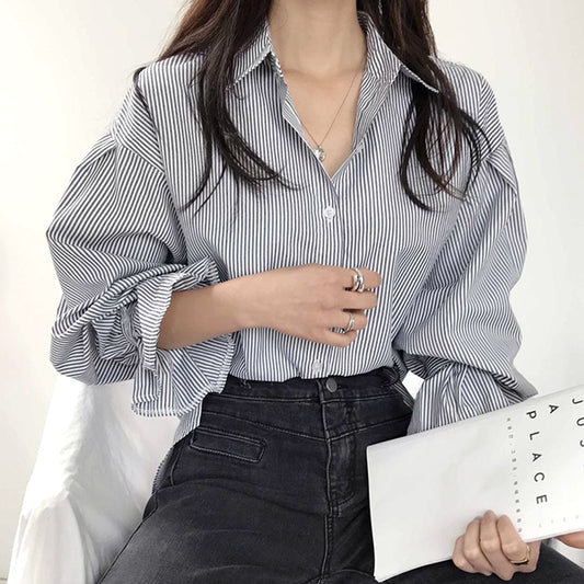 Candy sleeve pinstripe shirt