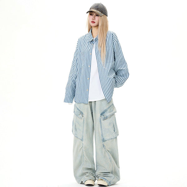 Blue and striped loose fit