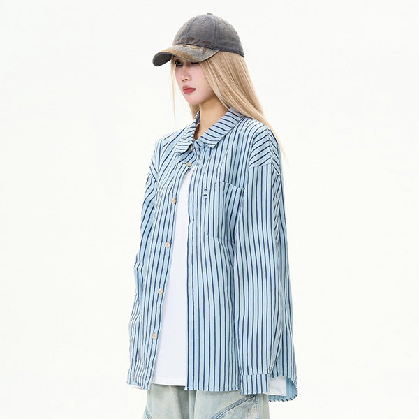 Blue and striped loose fit