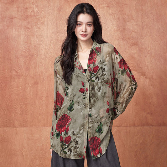 Gray decadence and red flowers