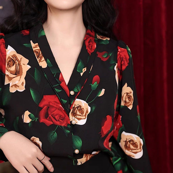 Red and beige roses