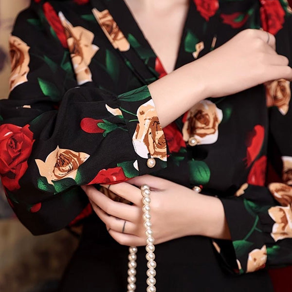 Red and beige roses