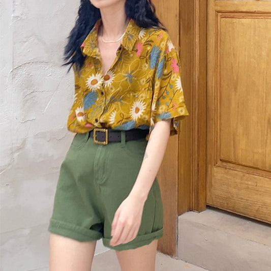 Mustard yellow floral aloha
