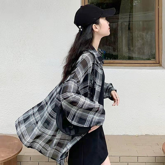 Sheer black-and-white check