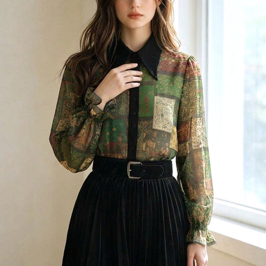 Oriental floral panel print