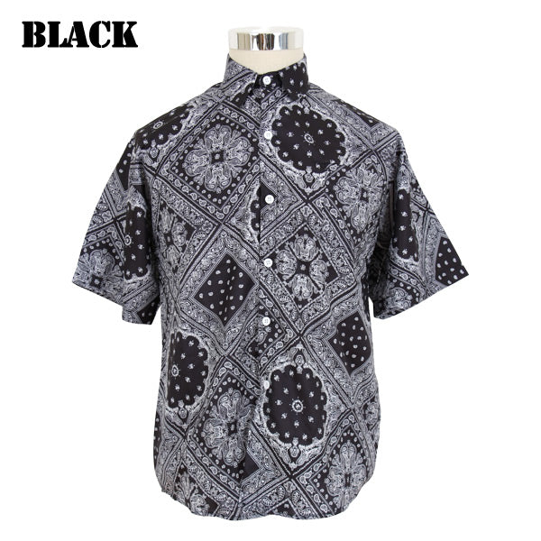 ペイズリーパターンカジュアルシャツ