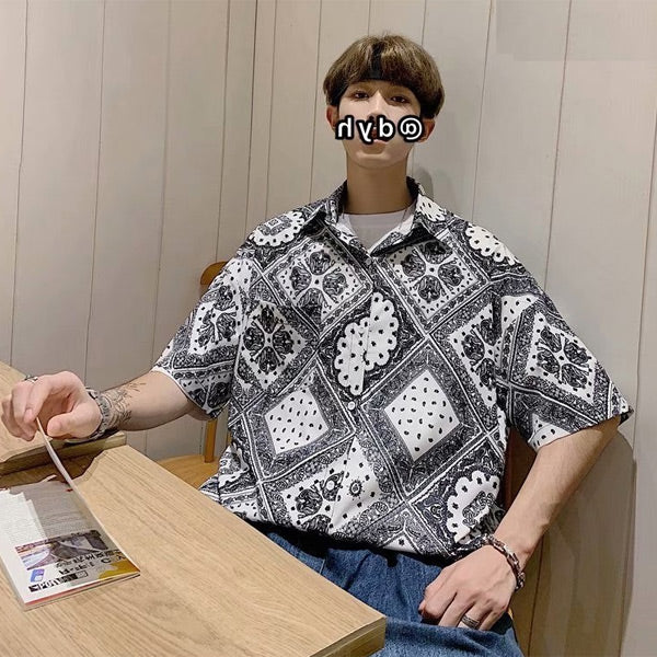 ペイズリーパターンカジュアルシャツ