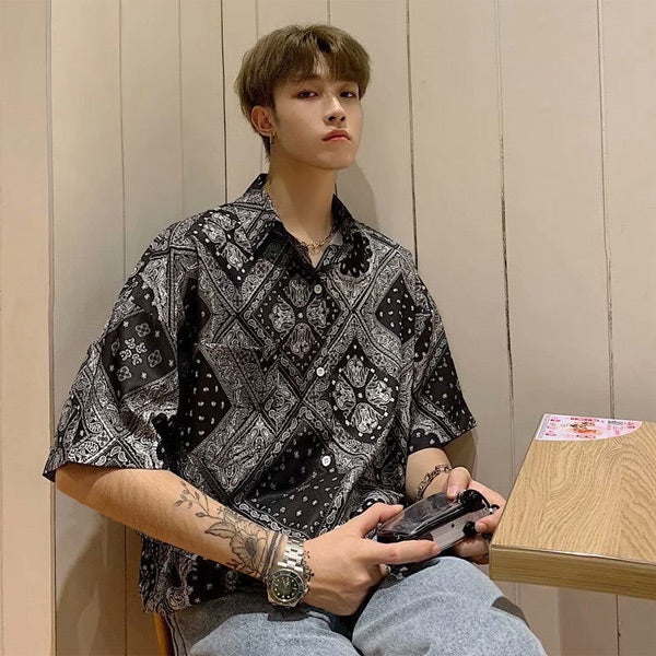 ペイズリーパターンカジュアルシャツ