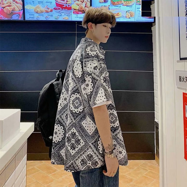 ペイズリーパターンカジュアルシャツ