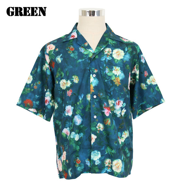 ヴィンテージフラワーオープンカラーシャツ