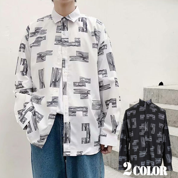 Wood pattern モノトーンシャツ