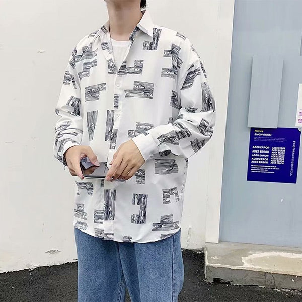 Wood pattern モノトーンシャツ