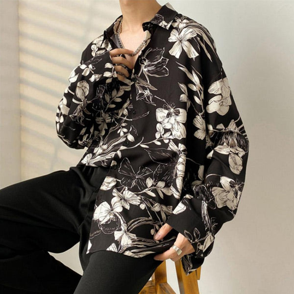 ダークボタニカル柄シャツ