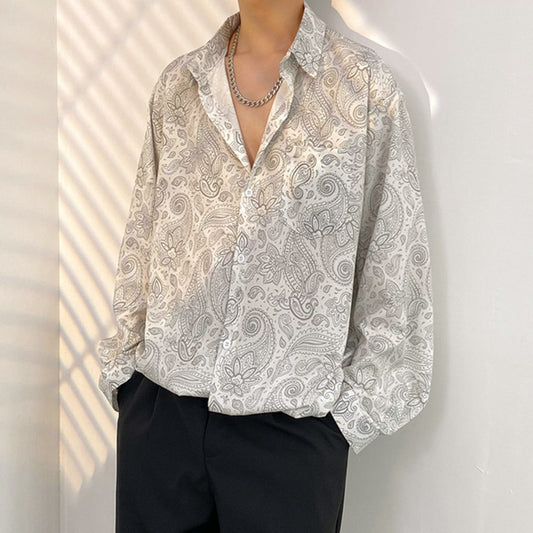 ペイズリー柄プリントシャツ