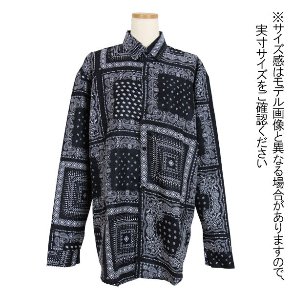 モノクロバンダナパターンシャツ