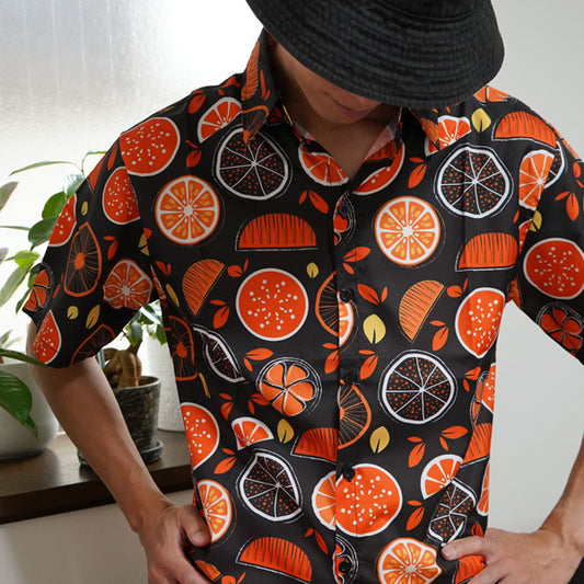 Orangeプリントシャツ