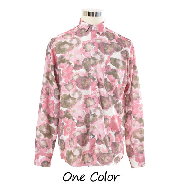 ピンクフラワープリントシャツ