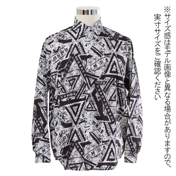 モノクロ幾何柄ダークネスシャツ