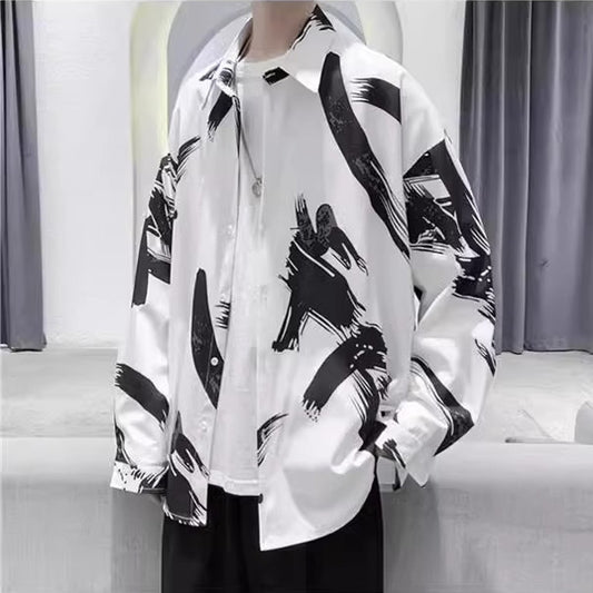 ブラシアートモノクロシャツ