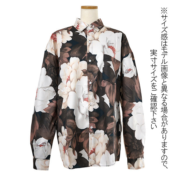 セピアビッグフラワーシャツ