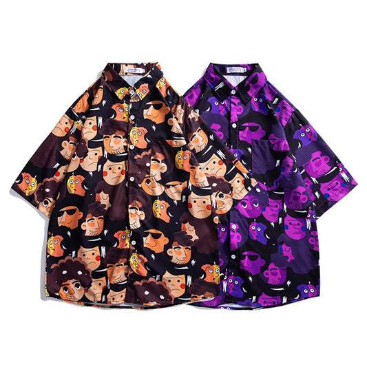 コミックフェイスプリントシャツ