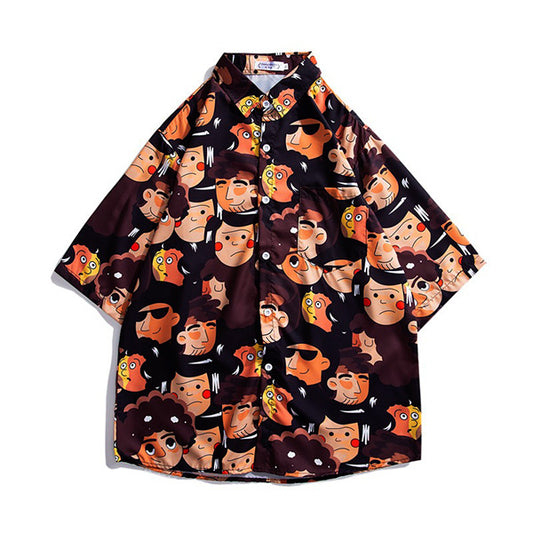 コミックフェイスプリントシャツ