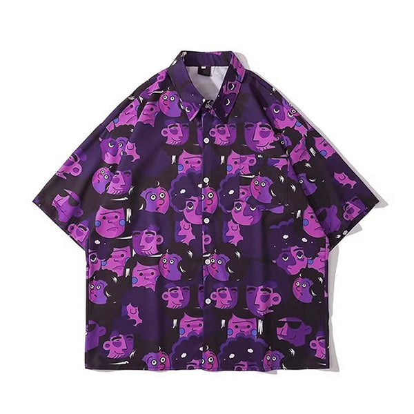 コミックフェイスプリントシャツ