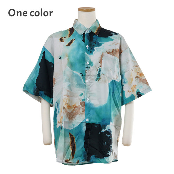 エメラルドグリーンマーブルシャツ