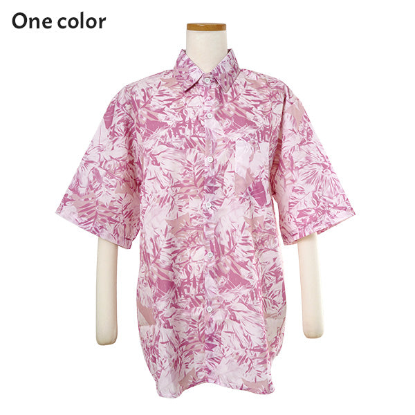 ピンクボタニカルシャツ