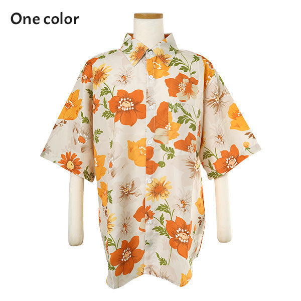 オレンジフラワーレトロシャツ