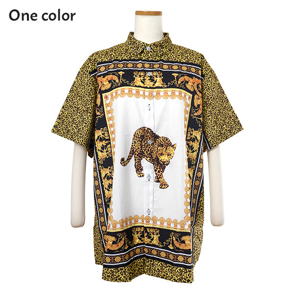 レオパードスカーフプリントシャツ