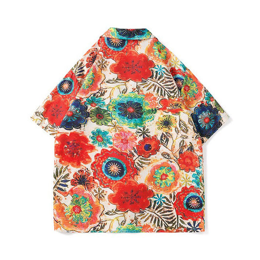 カラフルレトロフラワーオープンシャツ