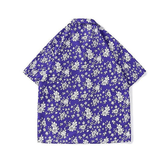 リトルフラワーバイオレットオープンカラーシャツ